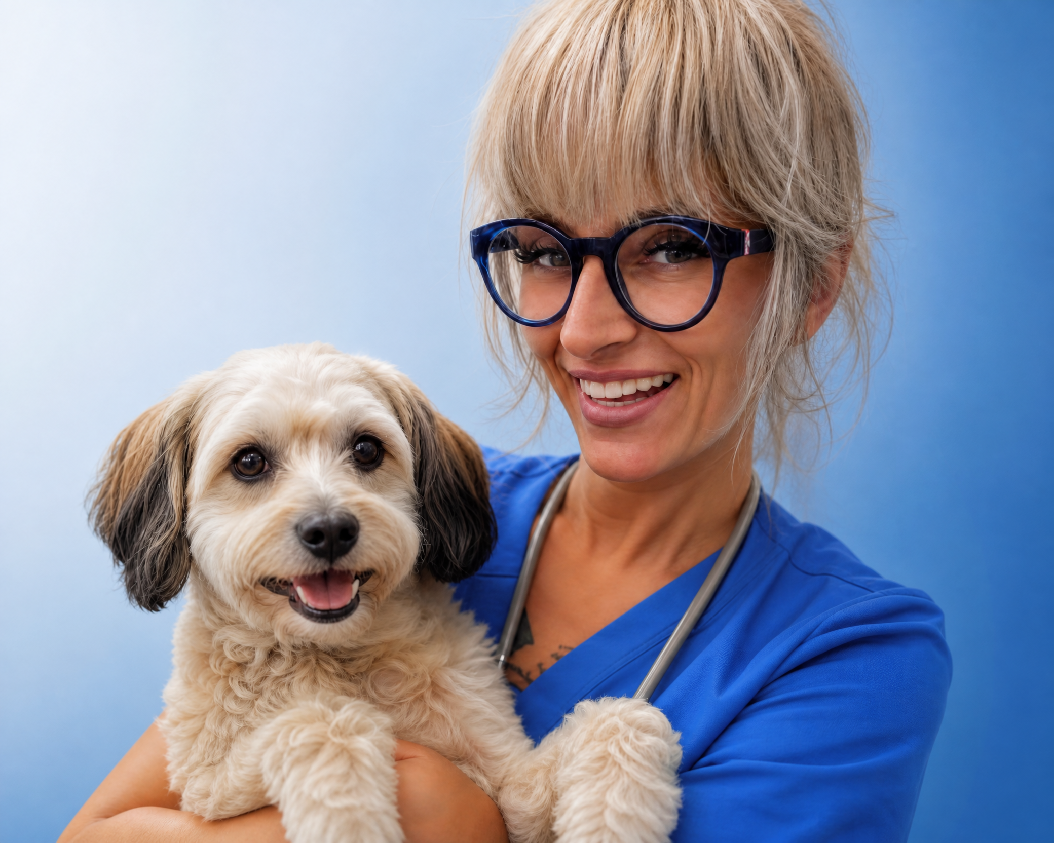 Dr Immy Tufan holding a dog