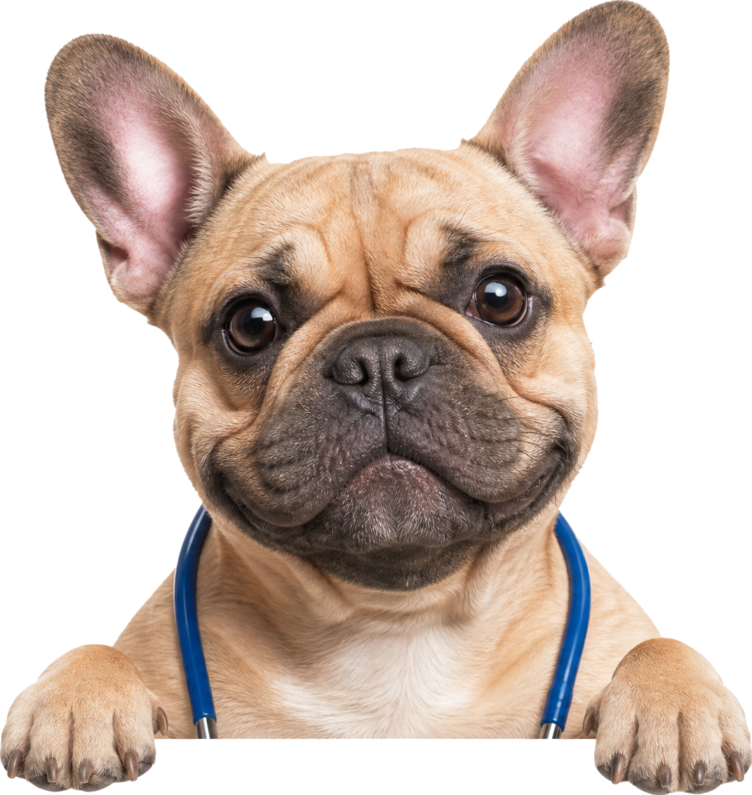 French Bulldog peeking over the edge
