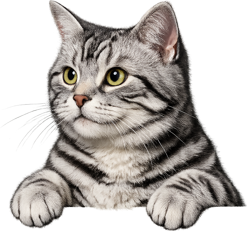 Silver tabby cat perched on the edge